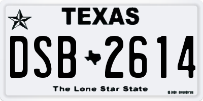 TX license plate DSB2614
