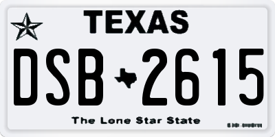 TX license plate DSB2615
