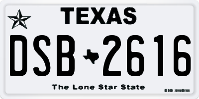 TX license plate DSB2616