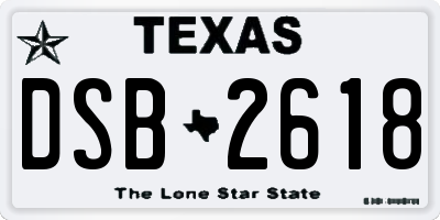 TX license plate DSB2618