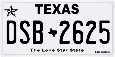 TX license plate DSB2625