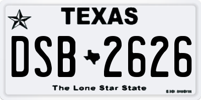 TX license plate DSB2626