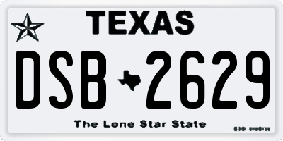 TX license plate DSB2629