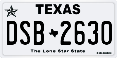 TX license plate DSB2630