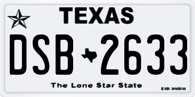TX license plate DSB2633