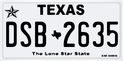 TX license plate DSB2635