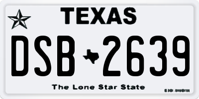 TX license plate DSB2639