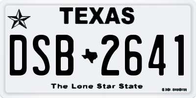 TX license plate DSB2641