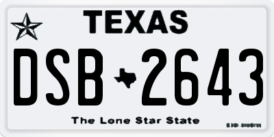 TX license plate DSB2643