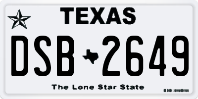 TX license plate DSB2649