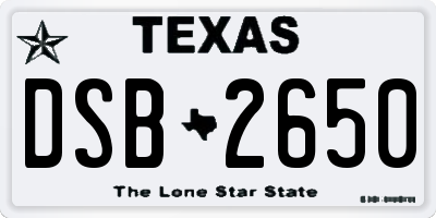 TX license plate DSB2650