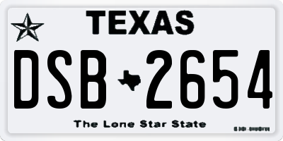 TX license plate DSB2654