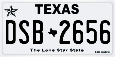 TX license plate DSB2656