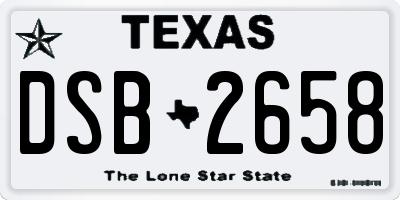 TX license plate DSB2658