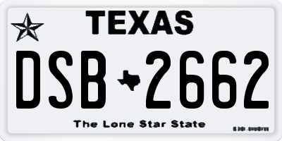 TX license plate DSB2662