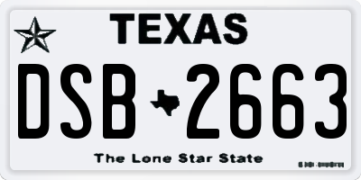 TX license plate DSB2663