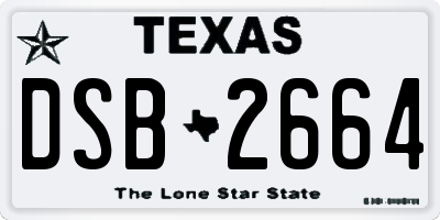 TX license plate DSB2664
