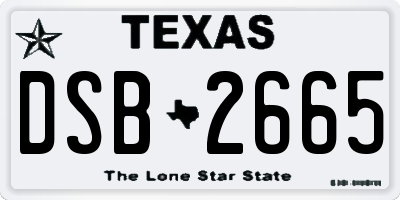 TX license plate DSB2665