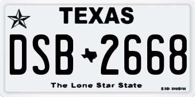 TX license plate DSB2668