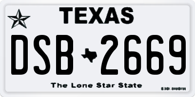 TX license plate DSB2669