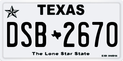 TX license plate DSB2670