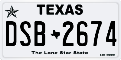 TX license plate DSB2674