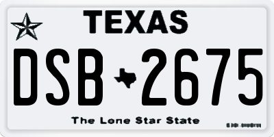 TX license plate DSB2675