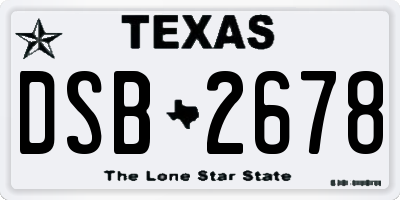 TX license plate DSB2678