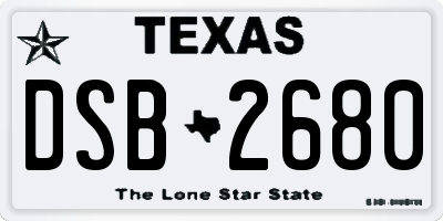 TX license plate DSB2680