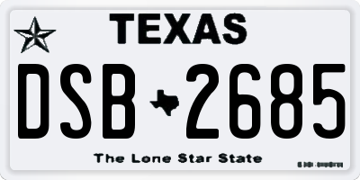 TX license plate DSB2685