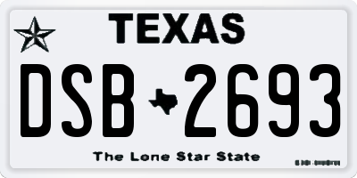 TX license plate DSB2693