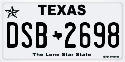 TX license plate DSB2698