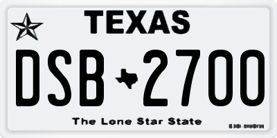 TX license plate DSB2700