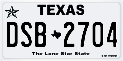 TX license plate DSB2704