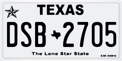 TX license plate DSB2705