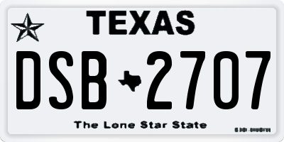 TX license plate DSB2707