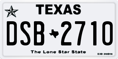TX license plate DSB2710