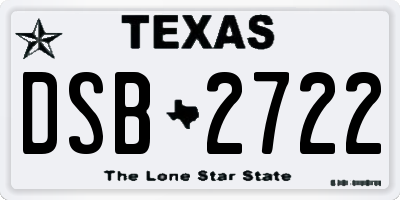 TX license plate DSB2722