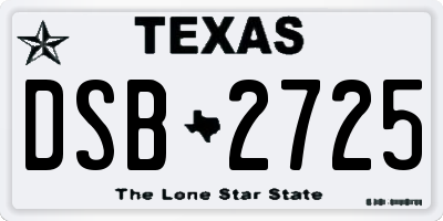 TX license plate DSB2725