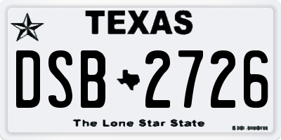 TX license plate DSB2726