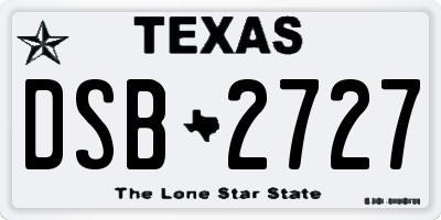 TX license plate DSB2727