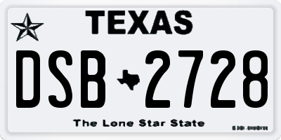TX license plate DSB2728