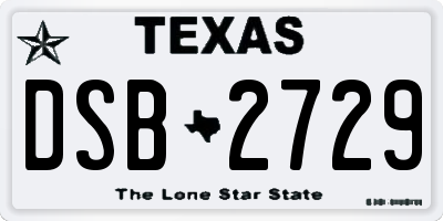 TX license plate DSB2729