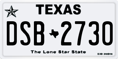 TX license plate DSB2730