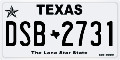 TX license plate DSB2731
