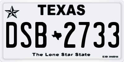 TX license plate DSB2733