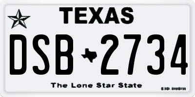 TX license plate DSB2734