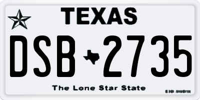 TX license plate DSB2735
