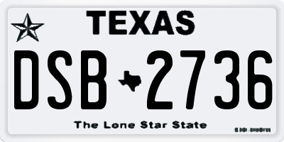 TX license plate DSB2736