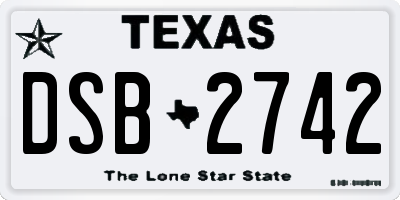 TX license plate DSB2742